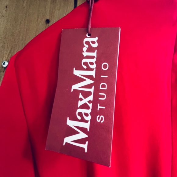 MaxMara ๐ฎ๐น Studio Mammola Draped Red Cady Designer Dress - Picture 12 of 15